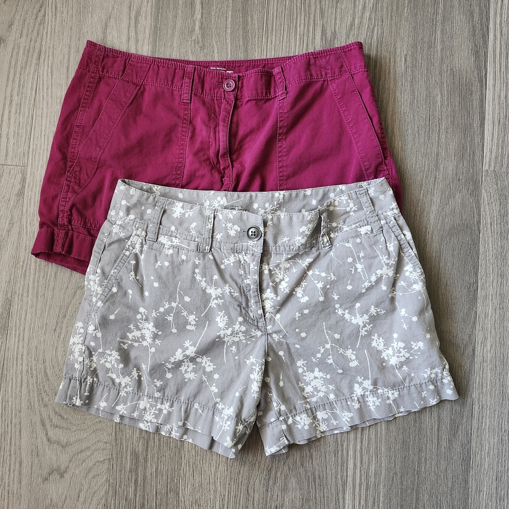 Lot of 2 LOFT Shorts Pink Cargo  and Gray Floral Original